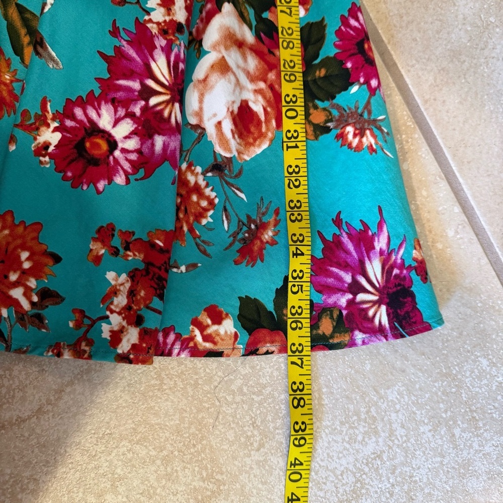 Grace Karin Floral Dress - Teal fit and flare sz medium - Picture 10 of 10